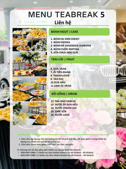 Thực đơn Bàn Mâm 10 số 5 - Sự Kiện Lâm Bon